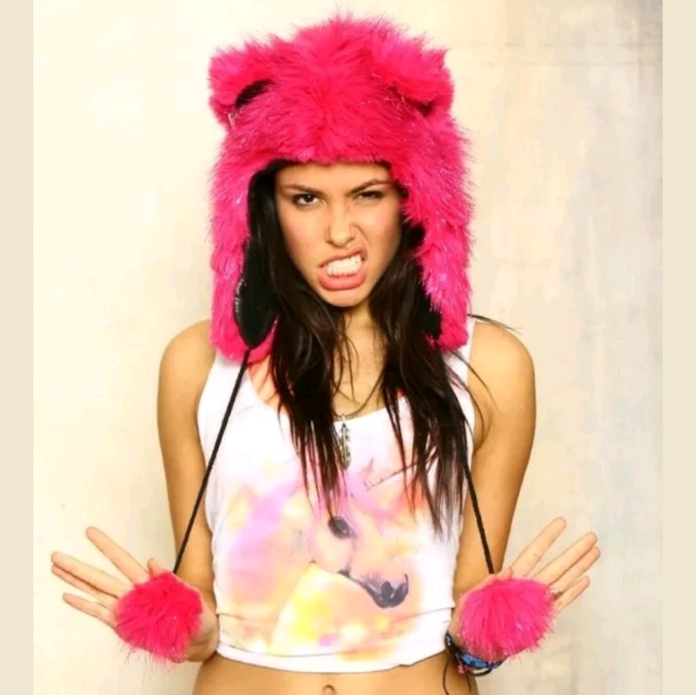 Spirithoods Pink Electric Kitty Half Hood EUC Rare